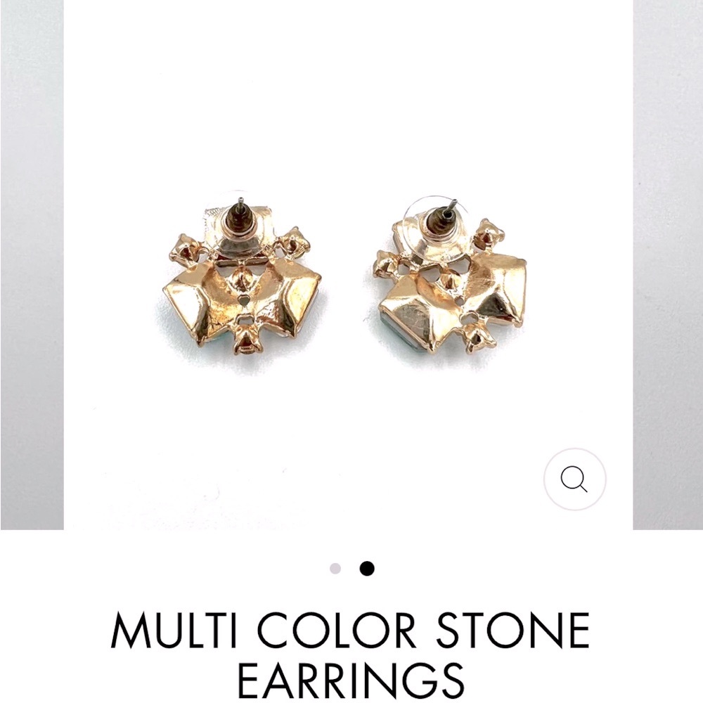 Multi-Color Stone Statement Earrings, NWT - Picture 6 of 8
